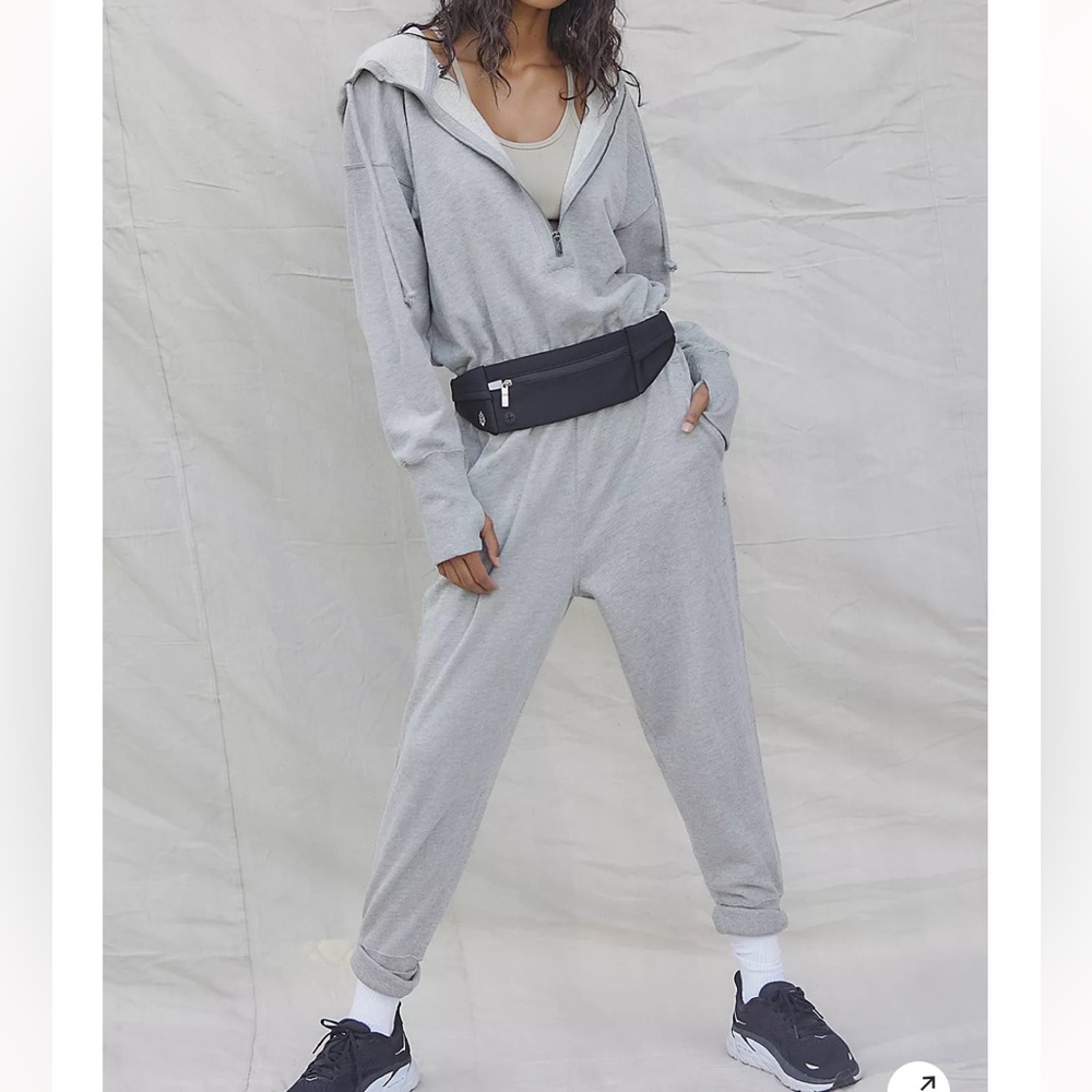 Collared sweat jumpsuit